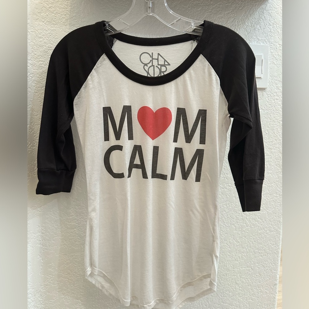Chaser brand 3/4 length sleeve tee “mom calm” size xs